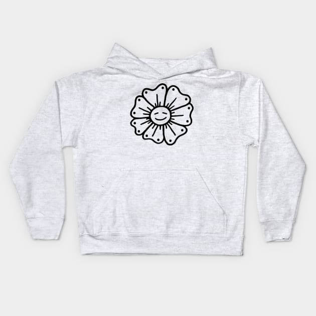 Cute Black And White Flower Doodle Art Kids Hoodie by VANDERVISUALS